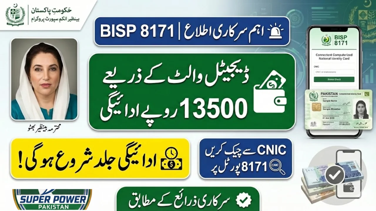 BISP 8171 Digital Wallet Rs.13500 Payment Begin Soon – Check CNIC via 8171 Portal